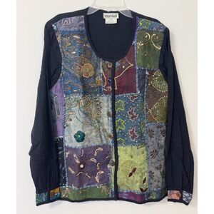 Patchwork Embroidered‎ Beaded Cardigan Small Boho Festival Cottagecore Artisian